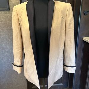 Kasper lined jacket. Vintage Size 12P. Beige/cream and black trim
